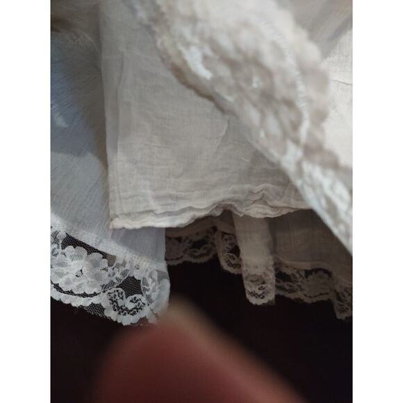 White Tiered Skirt 1X Gauze Midi Pull On Midi Knee Lined Peasant Skirt Layered - Picture 3 of 5